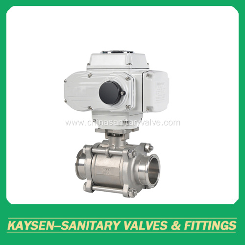 3A Hygienic 3PC electric ball valves clamped end